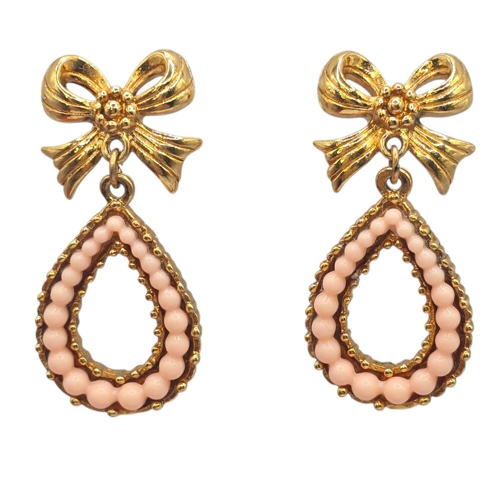 Earrings Avon 1993 Isnt It Romantic Vintage Bow Motif Dangle Pierced SKU3116
